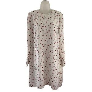 Rodebjer Dress Womens Large White Red Candice Cherry‎ Print Long Sleeve Shift